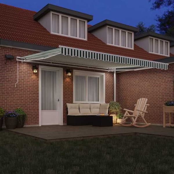 Maison Exclusive - Fällbart tak i grön och vit 450 × 300 cm