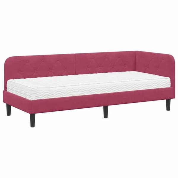 Maison Exclusive - Hörnsängram Bordeaux 80 x 200 cm Sammet Bordeaux