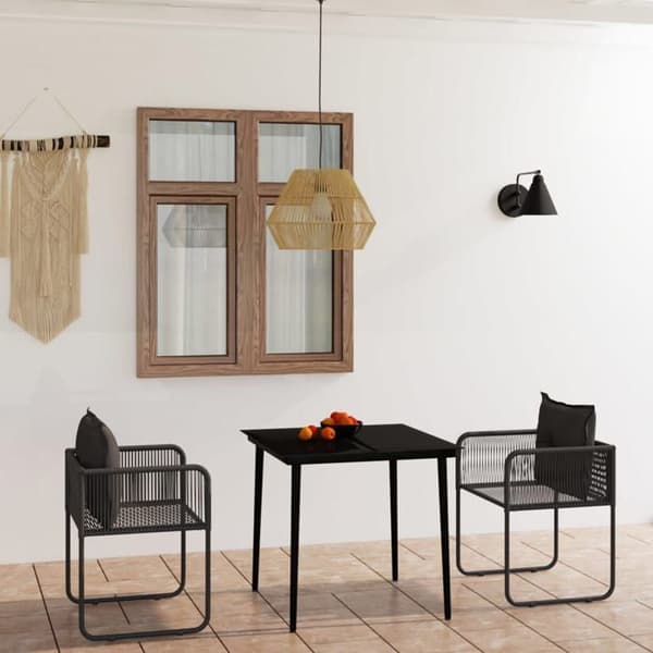 Maison Exclusive - 3 osan musta puutarhakalustesarja