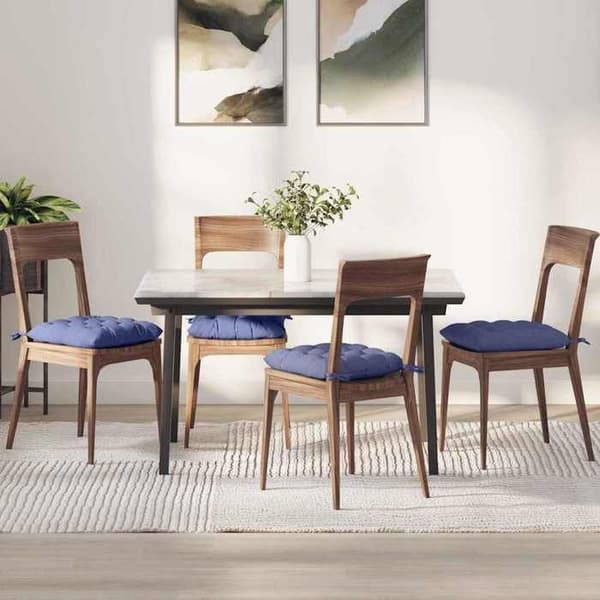 Sædehynder - EKSKLUSIV HUS - Sæt 4 - 40 x 40 x 6 cm - Denimblå - Polyesterfyld denim blå