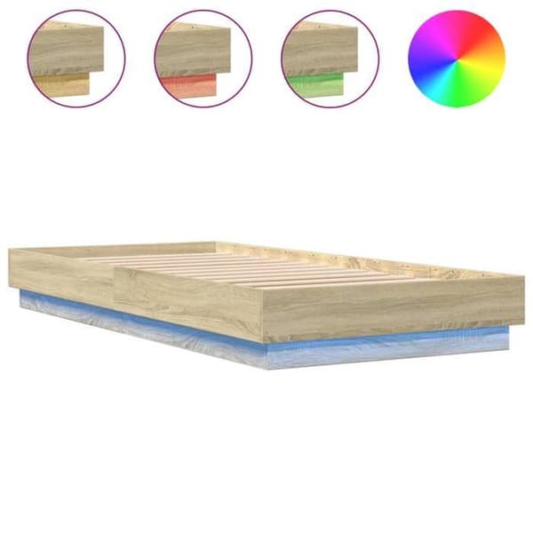 Maison Exclusive - Sängram utan madrass med LED-lampor 90x200 cm Ej specificerat