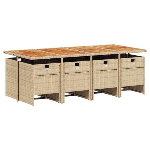 Maison Exclusive - Puutarhakalusteryhmä ja tyynyt 9 kpl beige Polyrottinki