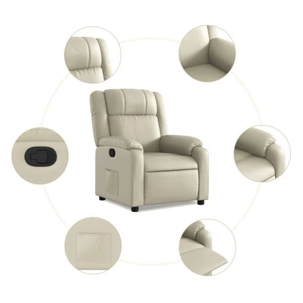 Maison Exclusive - Reclinerfåtölj i krämfärgad konstläder