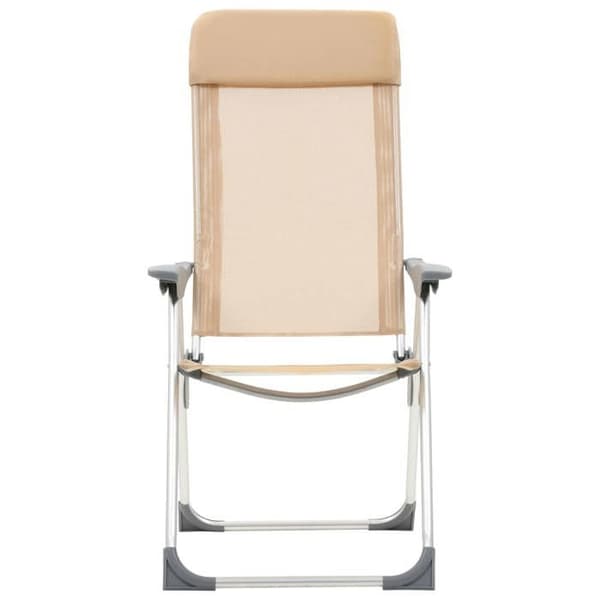 Maison Exclusive - Fällbara campingstolar set om 4 Creme Aluminium
