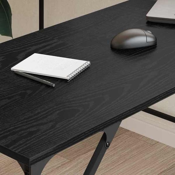 Maison Exclusive - Kontor Sort egetræ Ingeniørtræ 149 x 149 x 75 cm Svart ek / Svart