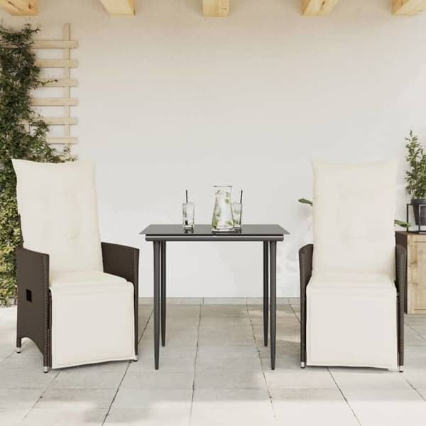 Maison Exclusive - 2 kpl puutarhatuoleja ja ruskeat tyynyt, rottinki brun