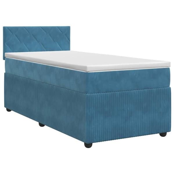 Maison Exclusive - Boxspring säng med mörkblå madrass 90 x 200 cm Sammet