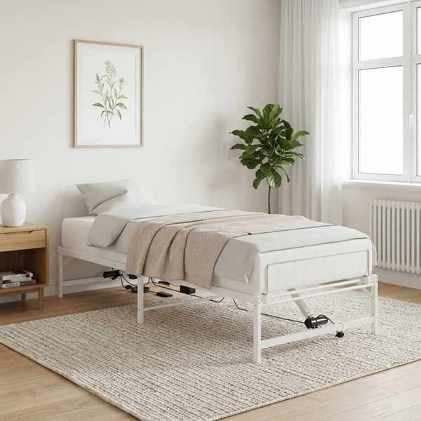 Maison Exclusive - Justerbar El-sängram i Vitt 100 x 190 cm Stål