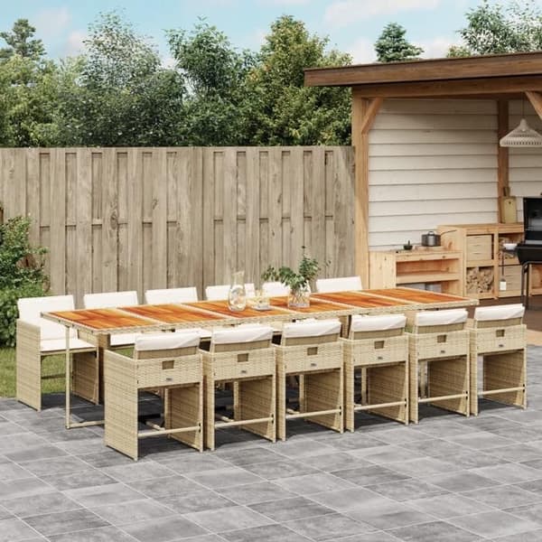 Maison Exclusive - Puutarhakalusteryhmä ja tyynyt 13 kpl beige