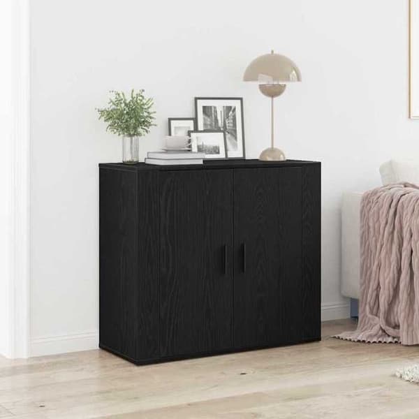 Maison Exclusive - Buffet Sort egetræ 80 x 33 x 70 cm Ingeniørtræ