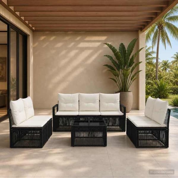 Maison Exclusive - 8 stk. have-sofa sæt i sort polyrotin
