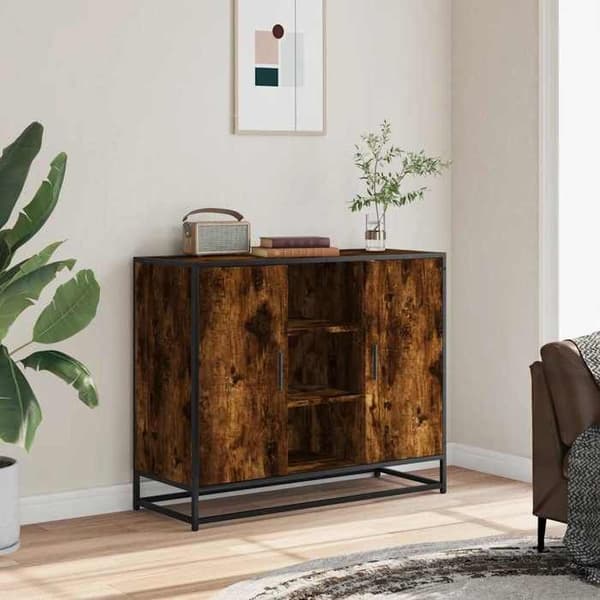 Maison Exclusive - Buffé ek rökig 92x35x76 cm ingenjörsträ