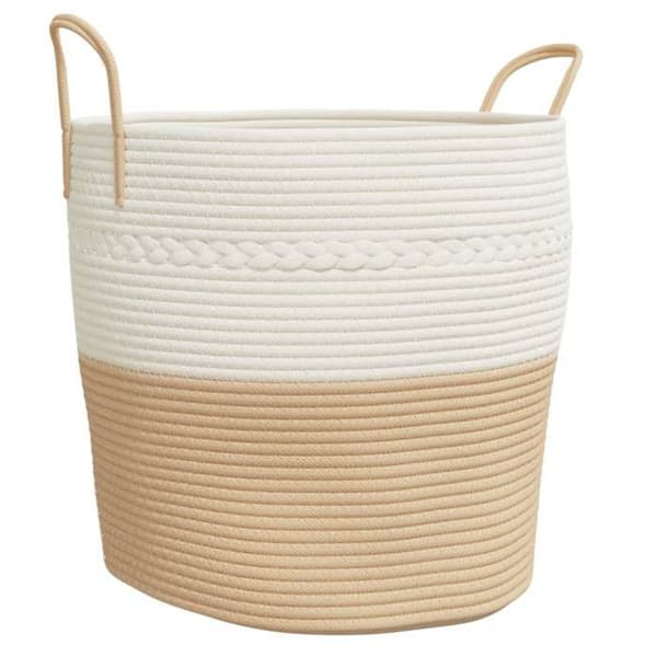 Maison Exclusive - Beige och vit förvaringskorg Ø43x38 cm i bomull Beige och vit