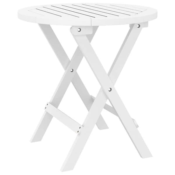 Maison Exclusive - Sammenklappeligt havebord hvid Ø 46 cm solid akacietræ