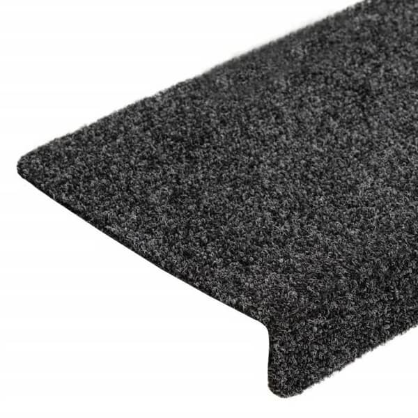 Maison Exclusive - Selvklæbende trappetæpper, 10 stk., 65 x 21 x 4 cm, Mørkegrå, rektangulær kant Mörkgrå