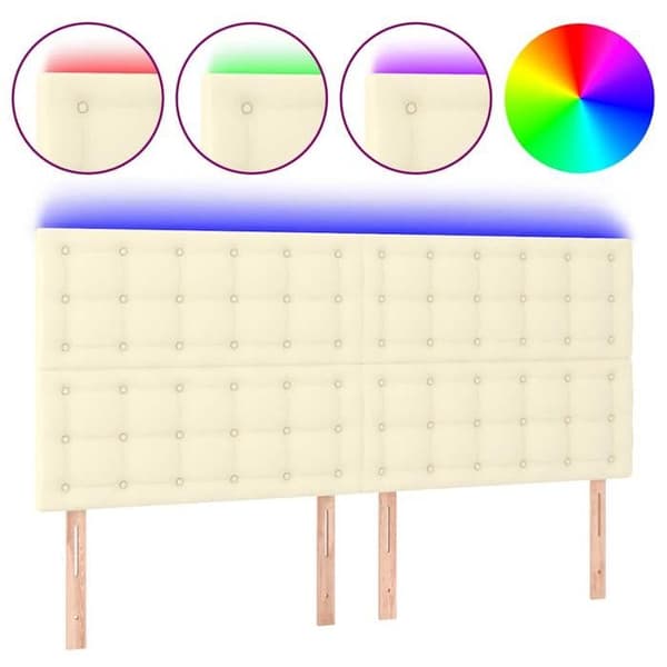 Maison Exclusive - LED Hovedgærde Creme 160x5x118/128 cm Simililæder