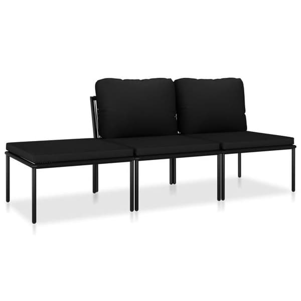 Maison Exclusive - 3-osainen puutarhakalustesarja tyynyillä, musta PVC Svart