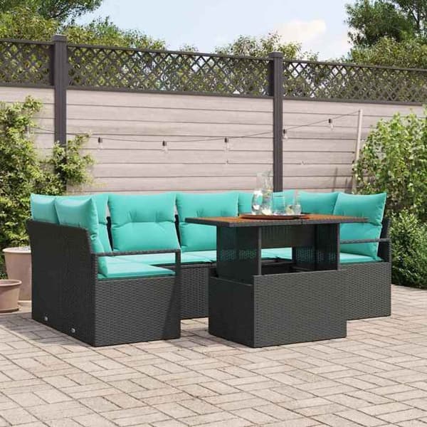 Havemøbler - EKSKLUSIVT HUS - Sæt med 7 dele - 6 pladser - Poly rattan & akacietræ - Modulært design
