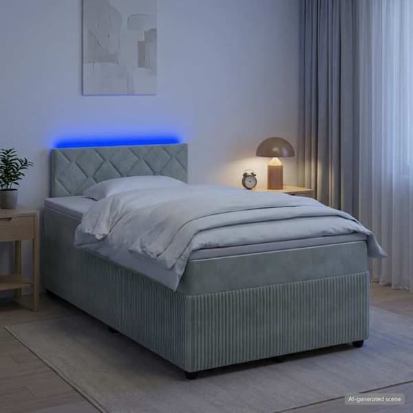 Maison Exclusive - Sängbox med madrass Ljusgrå 120 x 190 cm Sammet