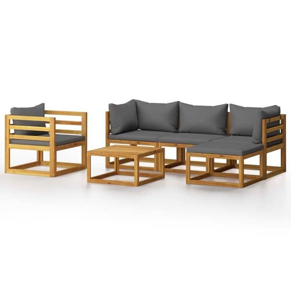 Maison Exclusive - Havegruppe 6 stk med pude i solid akacietræ Ej specificerat