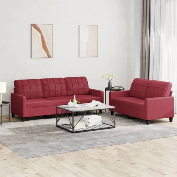 Maison Exclusive - 2 kpl sohvasetti ja tyynyt Bordeaux-nahkaa