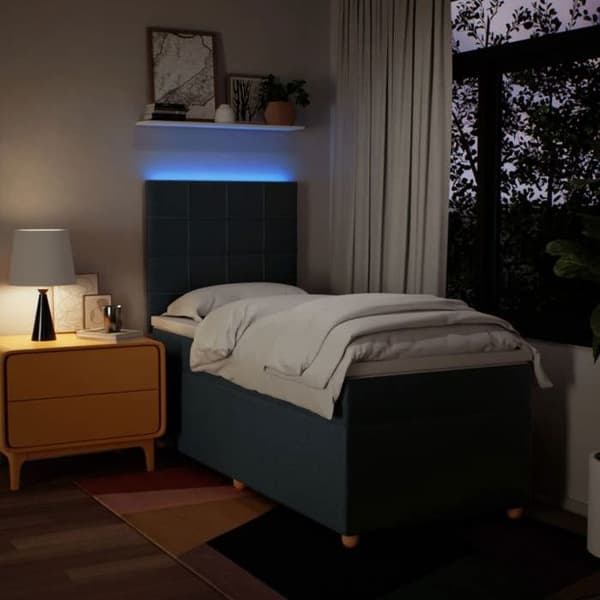 Maison Exclusive - Sengestel med springmadras Blå 90x200 cm Stof