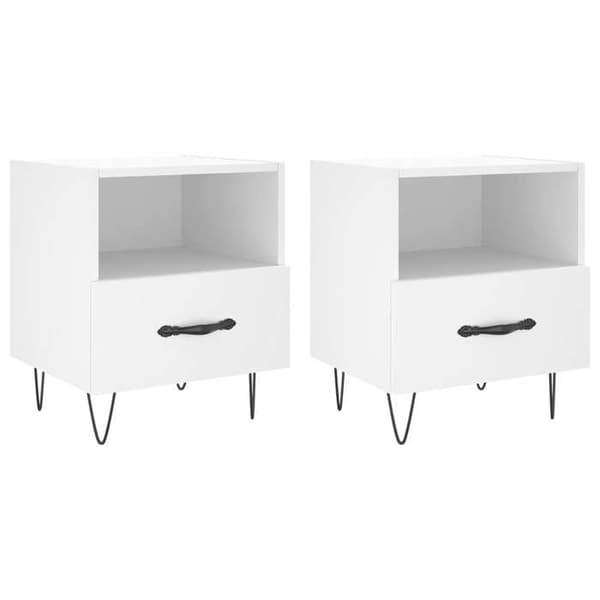 Maison Exclusive - Sängbord 2 st vit 40x35x47,5 cm ingenjörsträ Vit
