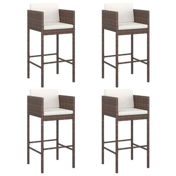 Maison Exclusive - Barstolar set om 4 med bruna kuddar i flätad resin