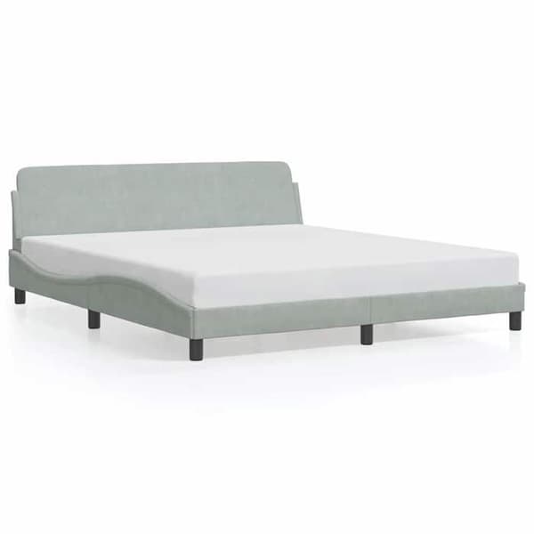 Sengestel - EKSKLUSIV HUS - Dover - Lys grå - Velour - 180x200 cm Ljusgrått