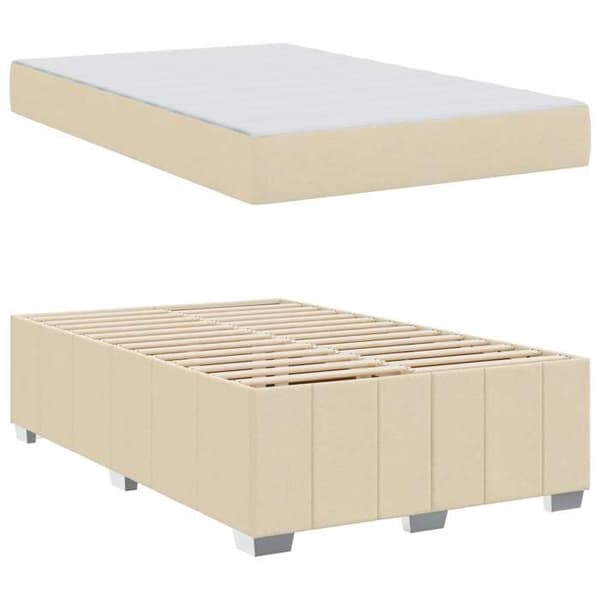 Sängram med madrass - EXKLUSIV HEM - 120 x 200 cm - Kräm - Andningsbart tyg - Ribbor ingår Grädde