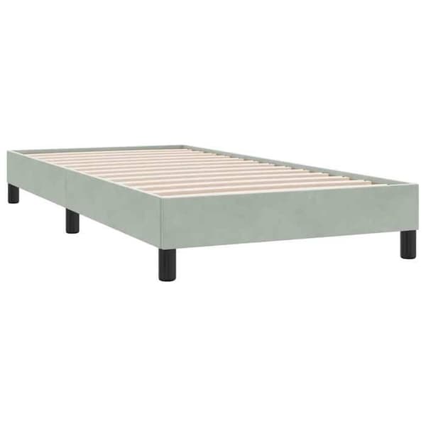 Maison Exclusive - Sängyn lattiapuut ja vaaleanharmaa patja 80x210 cm samettia