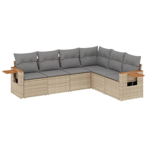 Maison Exclusive - Trädgårdsmöbler med kuddar 6 delar beige flätad resin
