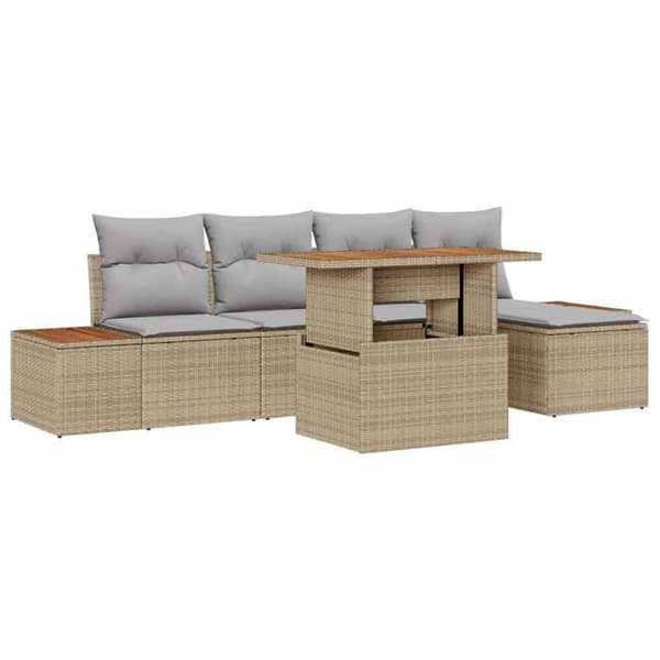 Trädgårdsmöbler - EXKLUSIVT HEM - Set 6 delar - Beige - Polyrotting - Modulär med förvaring beige