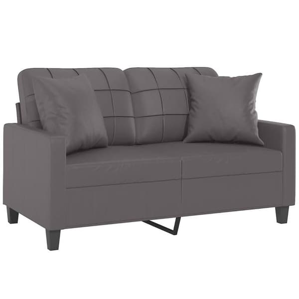 Maison Exclusive - Soffa 2 platser med grå kuddar 120 cm konstläder