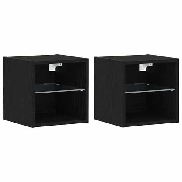 Maison Exclusive - Væghængt Natbord LED 2 stk Sort 30 x 28,5 x 30 cm