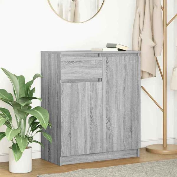 Maison Exclusive - Buffet med skuffe sonoma grå 71x35x84 cm ingeniørtræ