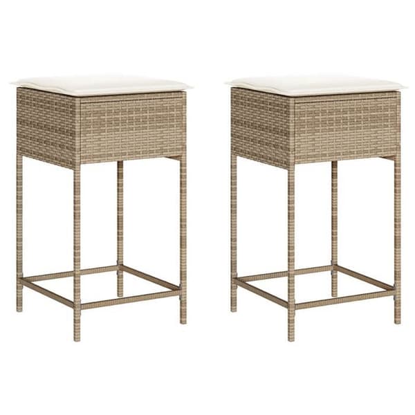 Barstole til haven - EKSKLUSIV HUS - Barstol til haven - Beige - Poly rattan - Sæt med 2 beige