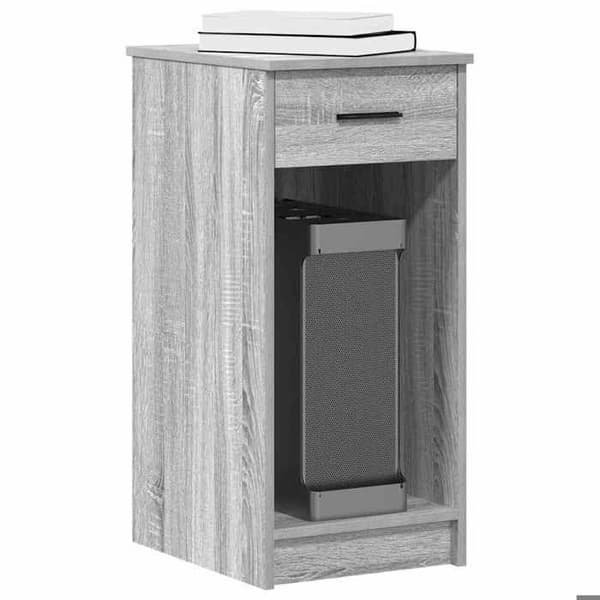 Computer tårnstøtte - EKSKLUSIV HUS - sonoma grå - 35x45x77 cm - 1 skuffe - Ingeniørtræ