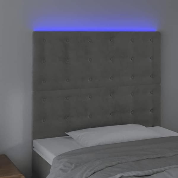 Maison Exclusive - LED Hovedgærde Lys Grå 100x5x118/128 cm Velour ljusgrått