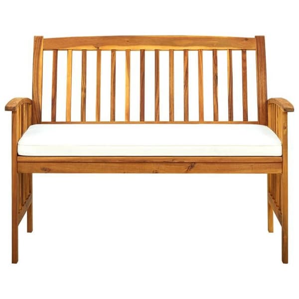 Maison Exclusive - Bænk til haven med pude 119 cm Solid akacietræ Krämvit (kudde)