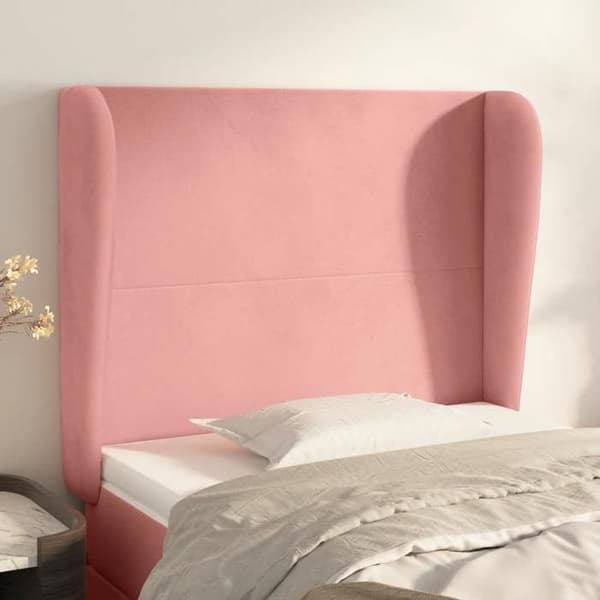 Maison Exclusive - Päätylevy korvilla Vaaleanpunainen 93x23x118/128 cm Sametti