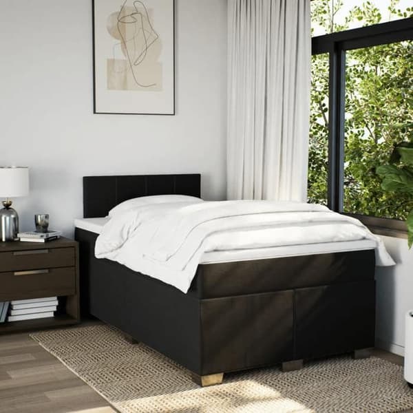 Maison Exclusive - Laidelevy sängynpohja mustalla patjalla 120x190 cm kangas