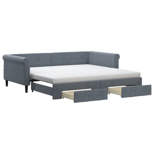 Maison Exclusive - Dagbädd och utdragssäng med mörkgrå lådor 100x200 cm sammet Mörkgrå