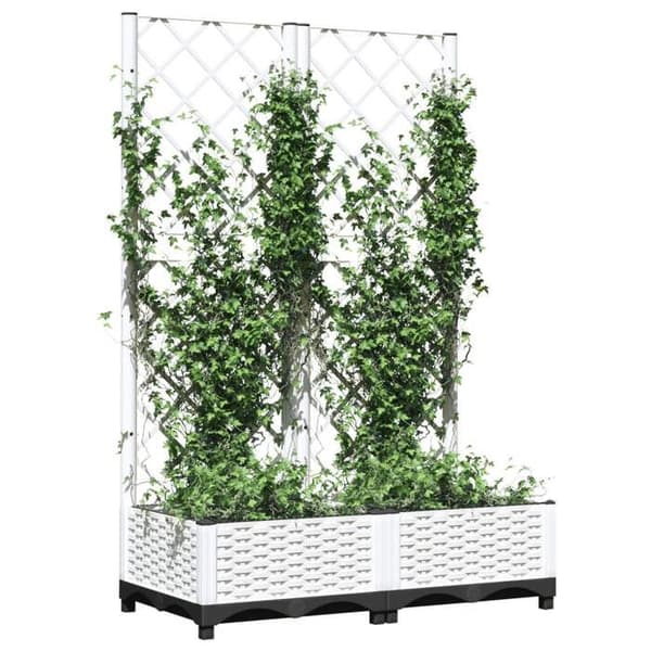 Maison Exclusive - Blomlåda med spaljé Vit 80x40x121,5 cm PP Vit