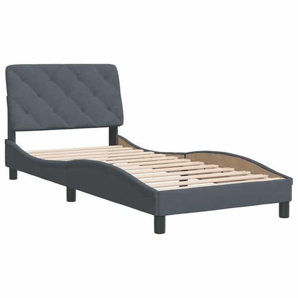 Maison Exclusive - Sängram utan madrass mörkgrå 90x200 cm sammet
