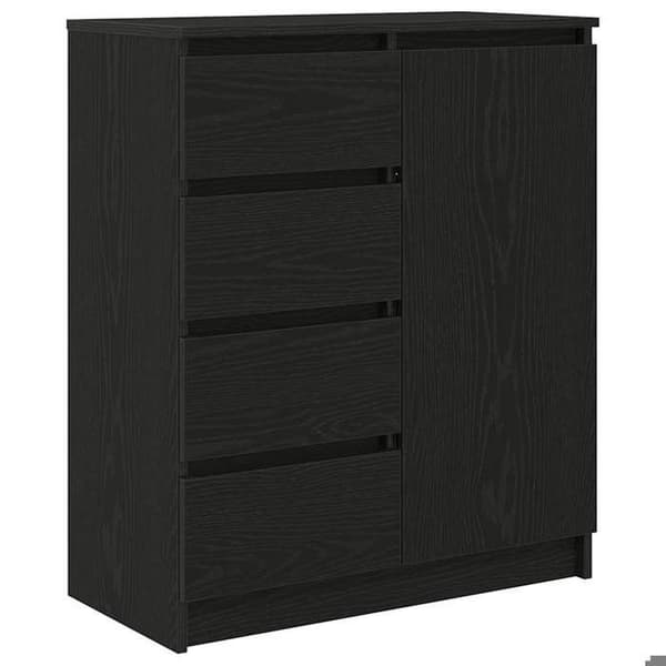 Maison Exclusive - Buffet med skuffer i sort eg 71x35x84 cm ingeniørtræ