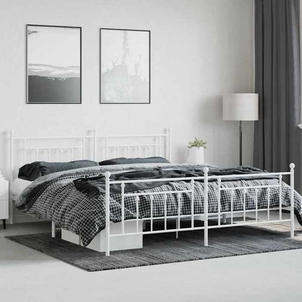 Sengestel - EKSKLUSIV HUS - 200x200 cm - Metal - Hvid - Lamelseng Vit