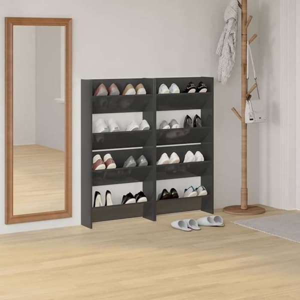 Maison Exclusive - Väggmonterade skåp för skor 4 st grå glansig 60x18x60 cm