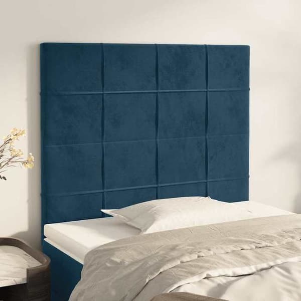 Maison Exclusive - Mörkblå sänggavel 100x5x118/128 cm Sammet Mörkblå