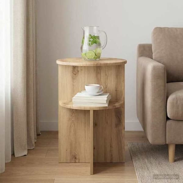 Sidebord - MAISON EXCLUSIVE - Moderne - Rund plade Ø 39,5 cm - Højde 55 cm - Ingeniørtræ